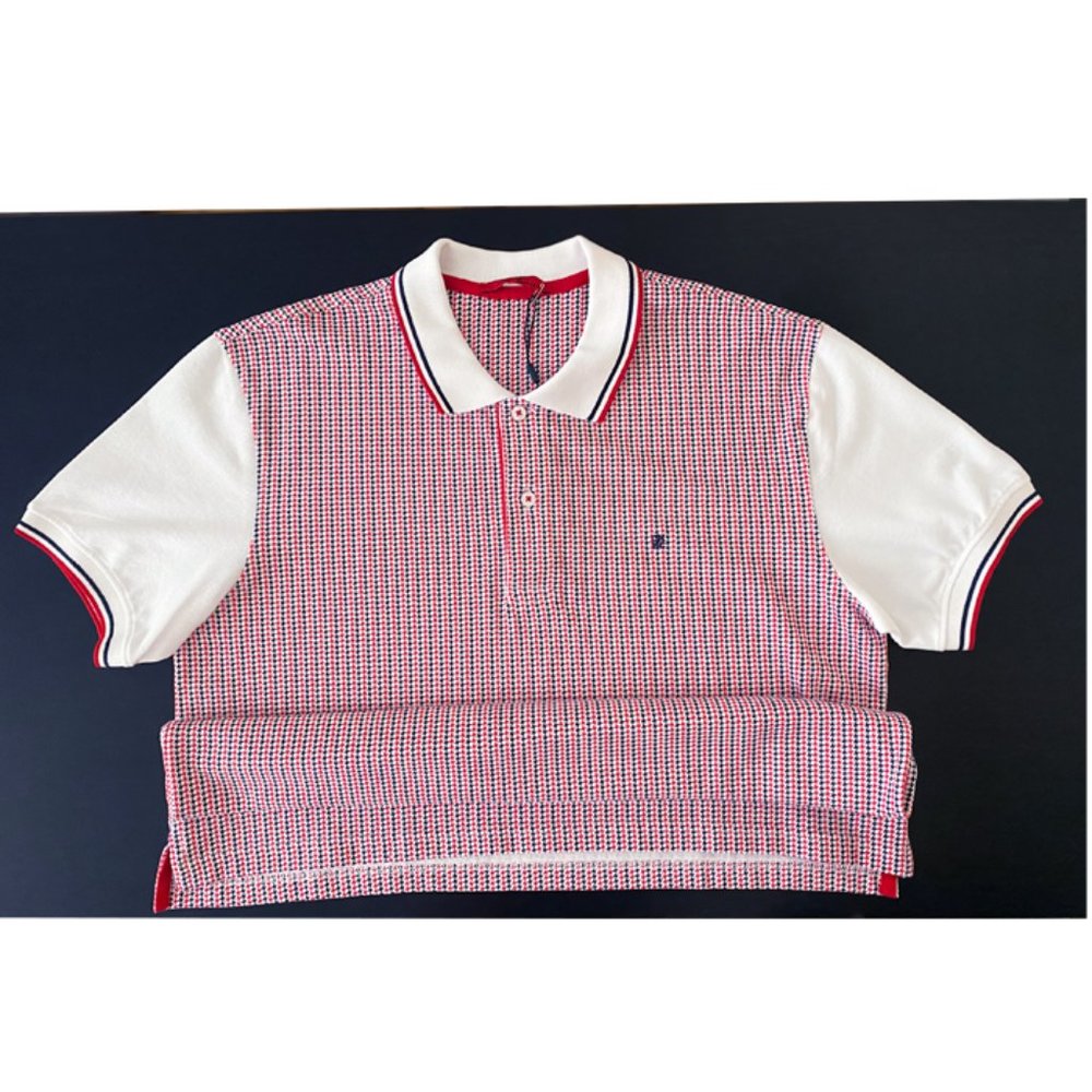 CH Men's Polo Shirt Shirt Sleeves Red-White Size L - Picture 2 of 3